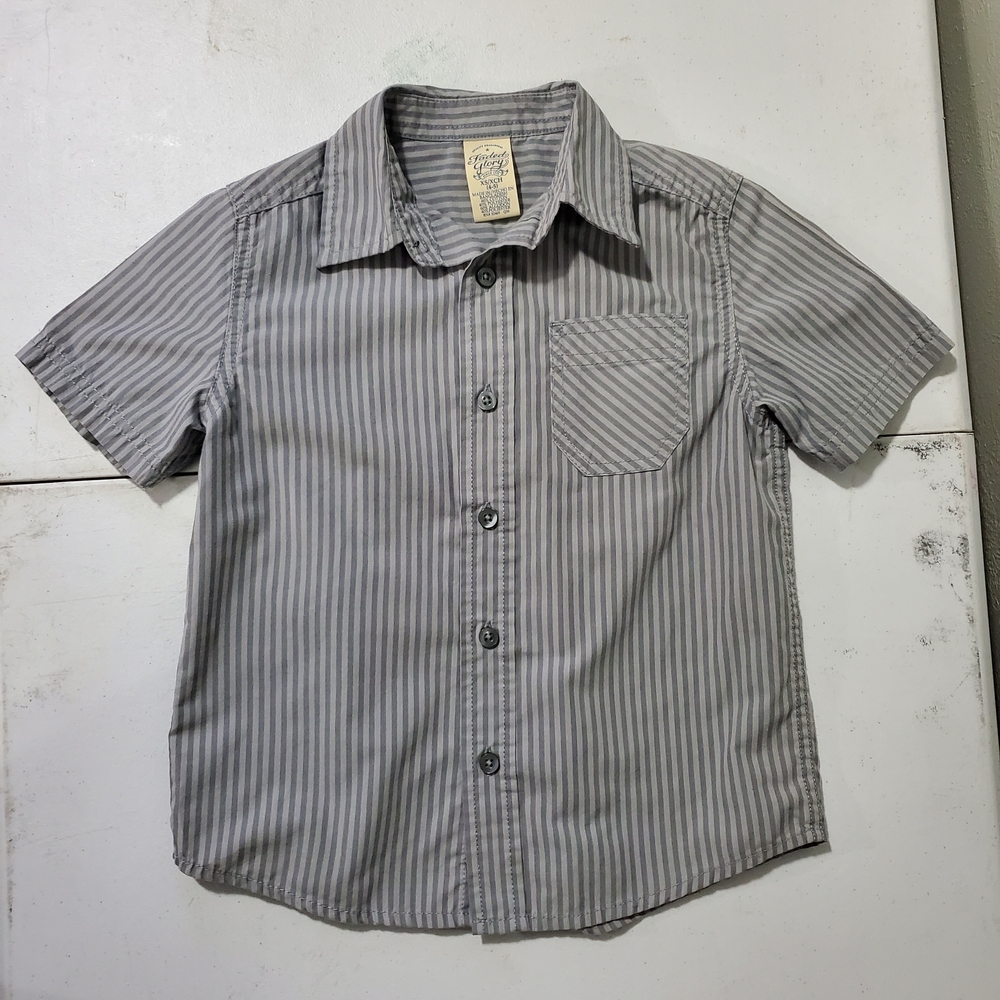 Faded Glory Gray Striped Button Down Shirt for Kids